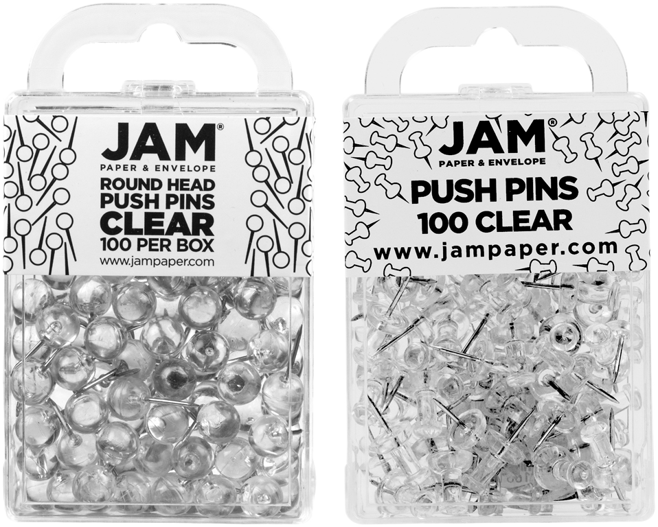 Clear Round & Standard Pushpins - 2 Packs of 100