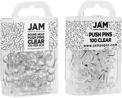 Clear Round & Standard Pushpins - 2 Packs of 100