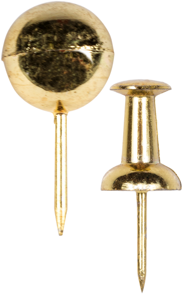 Gold Round & Standard Pushpins - 2 Packs of 100