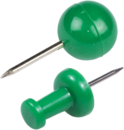Green Round & Standard Pushpins - 2 Packs of 100