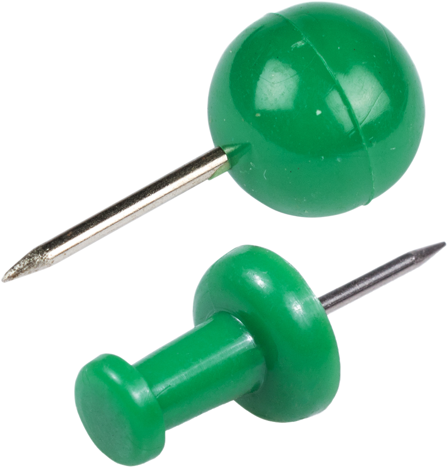 Green Round & Standard Pushpins - 2 Packs of 100