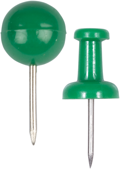 Green Round & Standard Pushpins - 2 Packs of 100