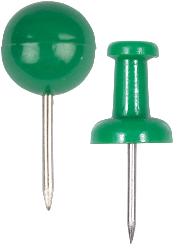 Green Round & Standard Pushpins - 2 Packs of 100