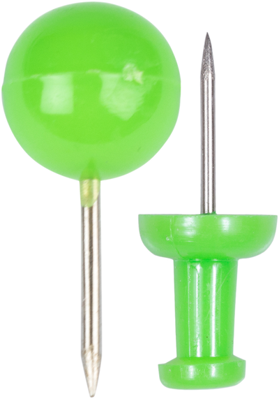 Lime Green Round & Standard Pushpins - 2 Packs of 100