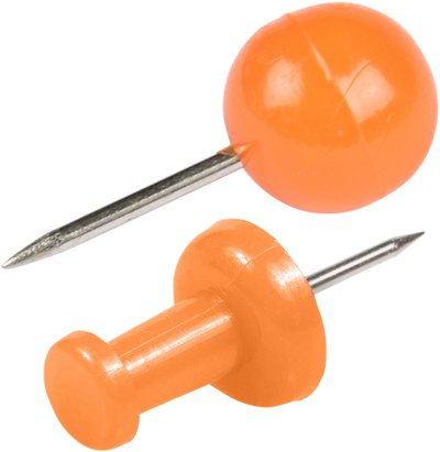 Orange Round & Standard Pushpins - 2 Packs of 100