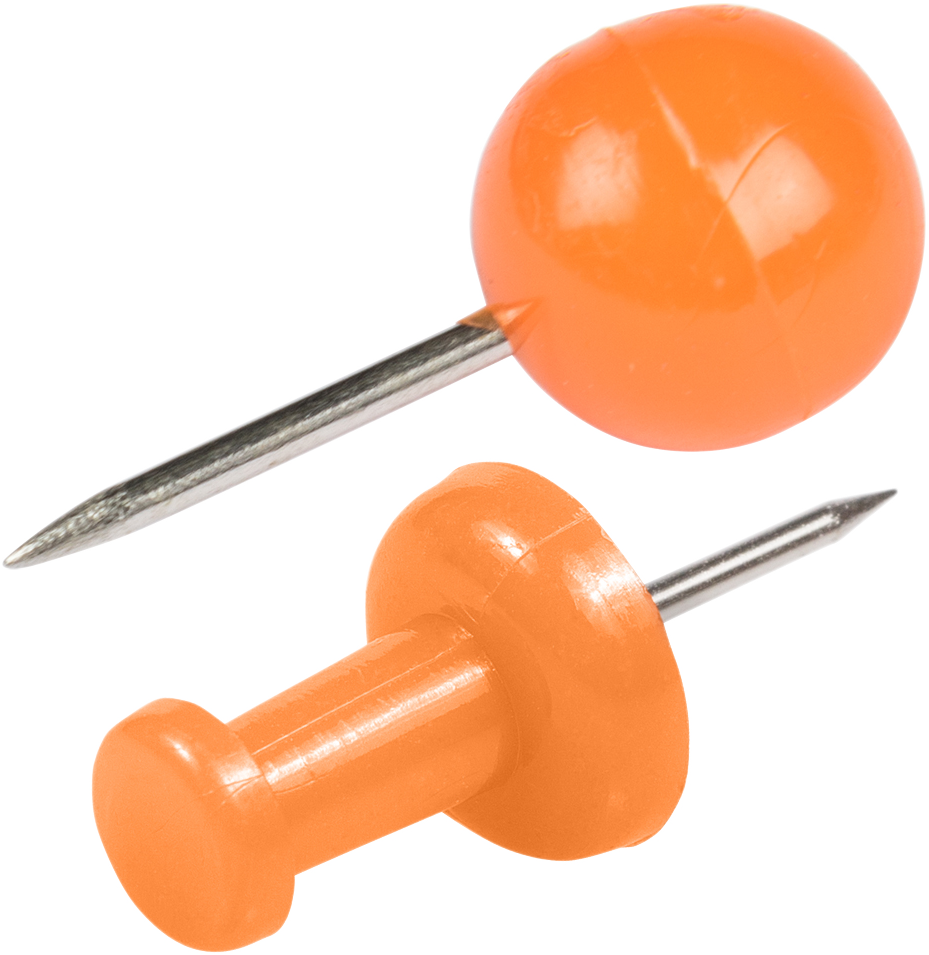 Orange Round & Standard Pushpins - 2 Packs of 100
