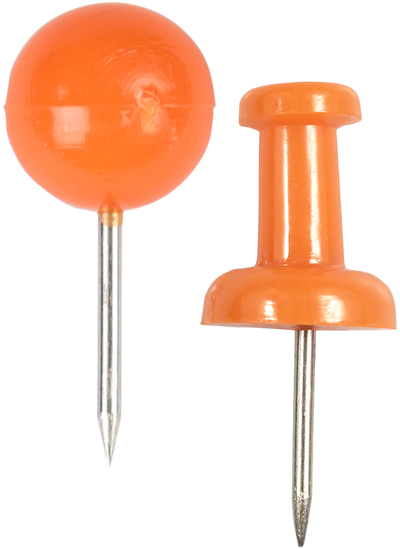 Orange Round & Standard Pushpins - 2 Packs of 100