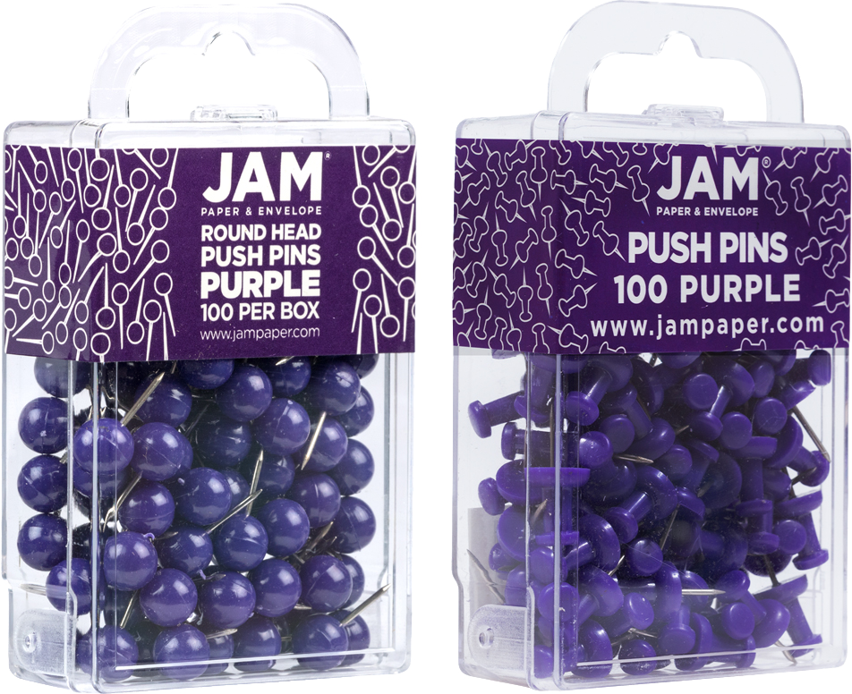 Purple Round & Standard Pushpins - 2 Packs of 100