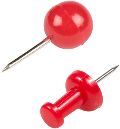 Red Round & Standard Pushpins - 2 Packs of 100