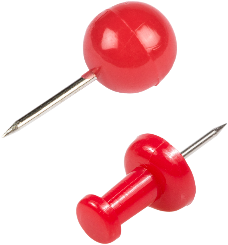 Red Round & Standard Pushpins - 2 Packs of 100