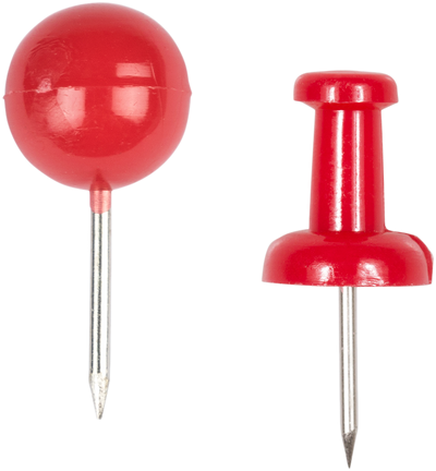 Red Round & Standard Pushpins - 2 Packs of 100