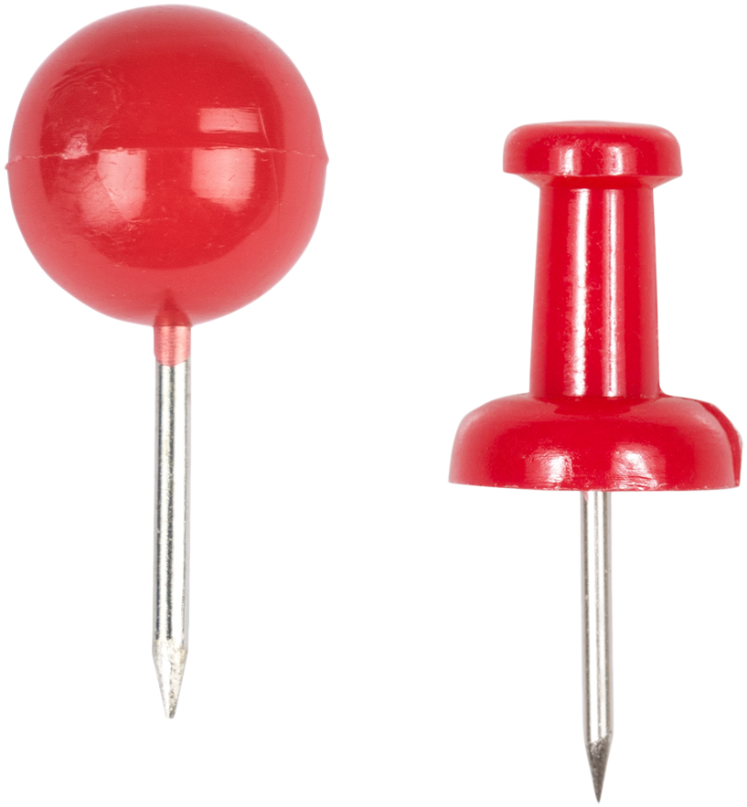 Red Round & Standard Pushpins - 2 Packs of 100