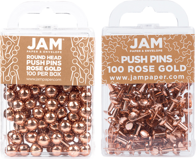 Rose Gold Round & Standard Pushpins - 2 Packs of 100