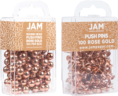 Rose Gold Round & Standard Pushpins - 2 Packs of 100