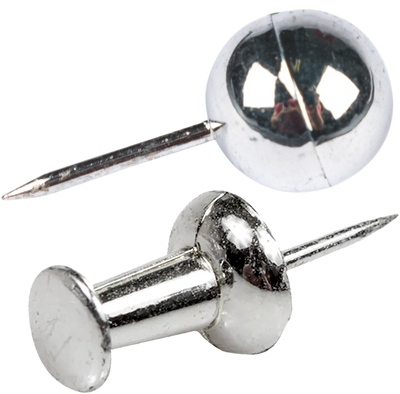 Silver Round & Standard Pushpins - 2 Packs of 100
