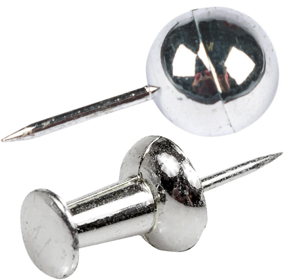 Silver Round & Standard Pushpins - 2 Packs of 100