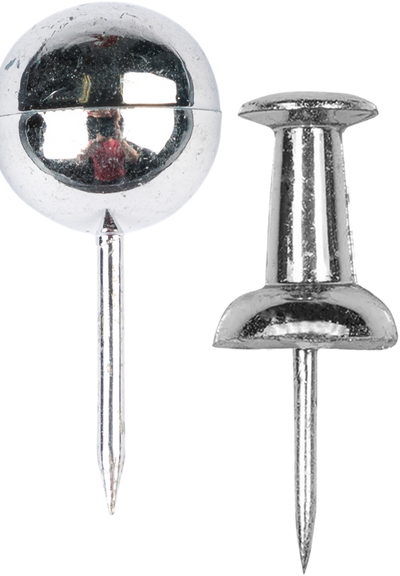 Silver Round & Standard Pushpins - 2 Packs of 100