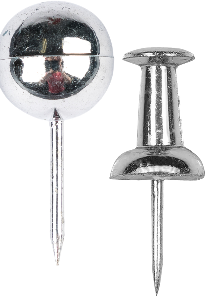 Silver Round & Standard Pushpins - 2 Packs of 100