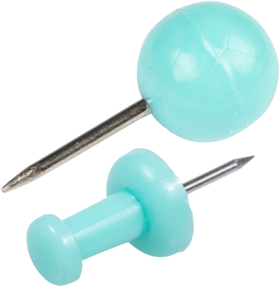 Teal Blue Round & Standard Pushpins - 2 Packs of 100