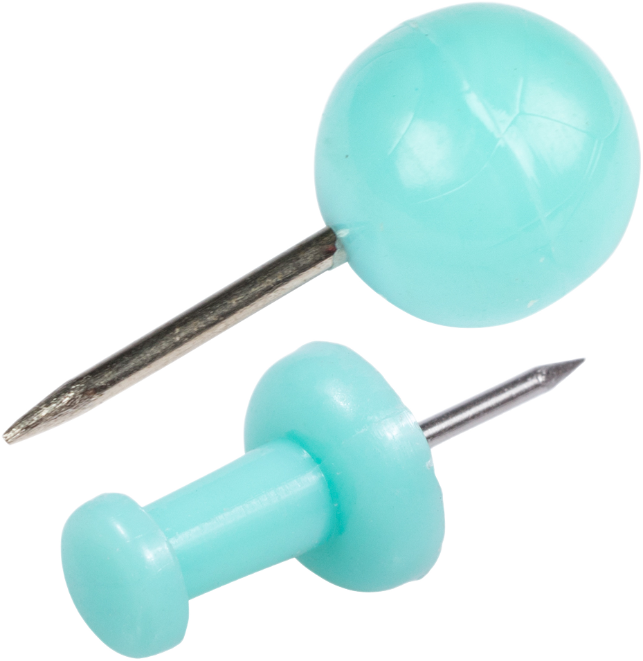 Teal Blue Round & Standard Pushpins - 2 Packs of 100