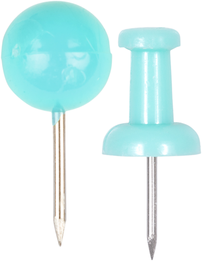 Teal Blue Round & Standard Pushpins - 2 Packs of 100
