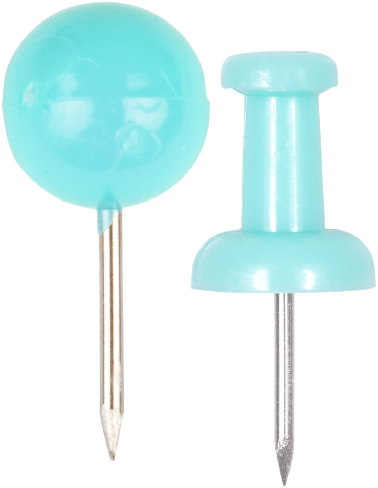 Teal Blue Round & Standard Pushpins - 2 Packs of 100