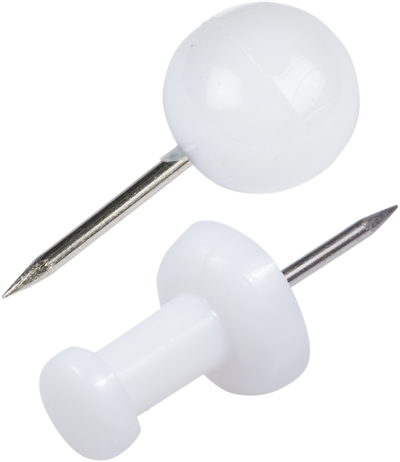 White Round & Standard Pushpins - 2 Packs of 100