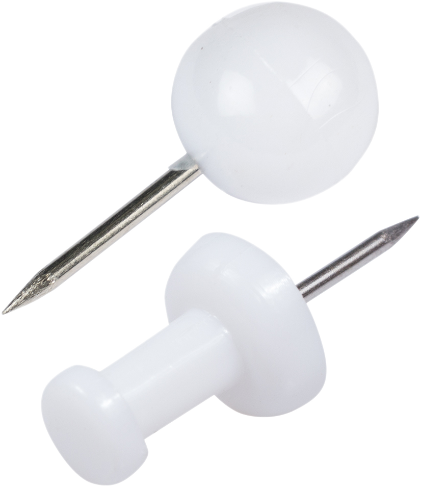 White Round & Standard Pushpins - 2 Packs of 100