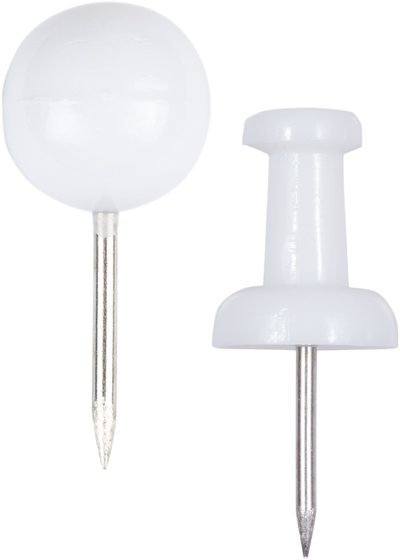 White Round & Standard Pushpins - 2 Packs of 100