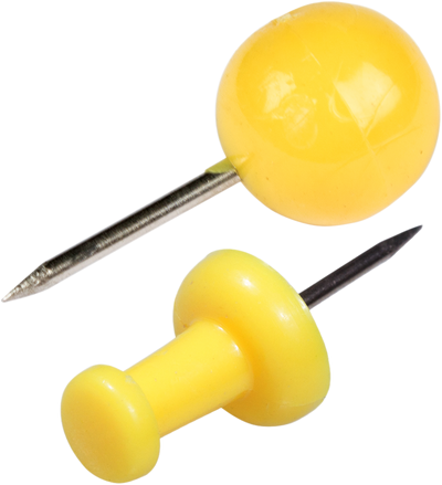 Yellow Round & Standard Pushpins - 2 Packs of 100