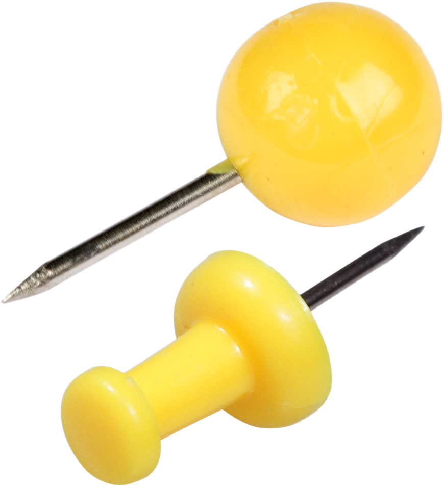 Yellow Round & Standard Pushpins - 2 Packs of 100