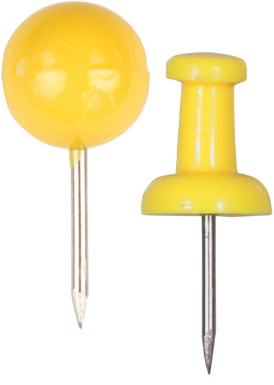 Yellow Round & Standard Pushpins - 2 Packs of 100