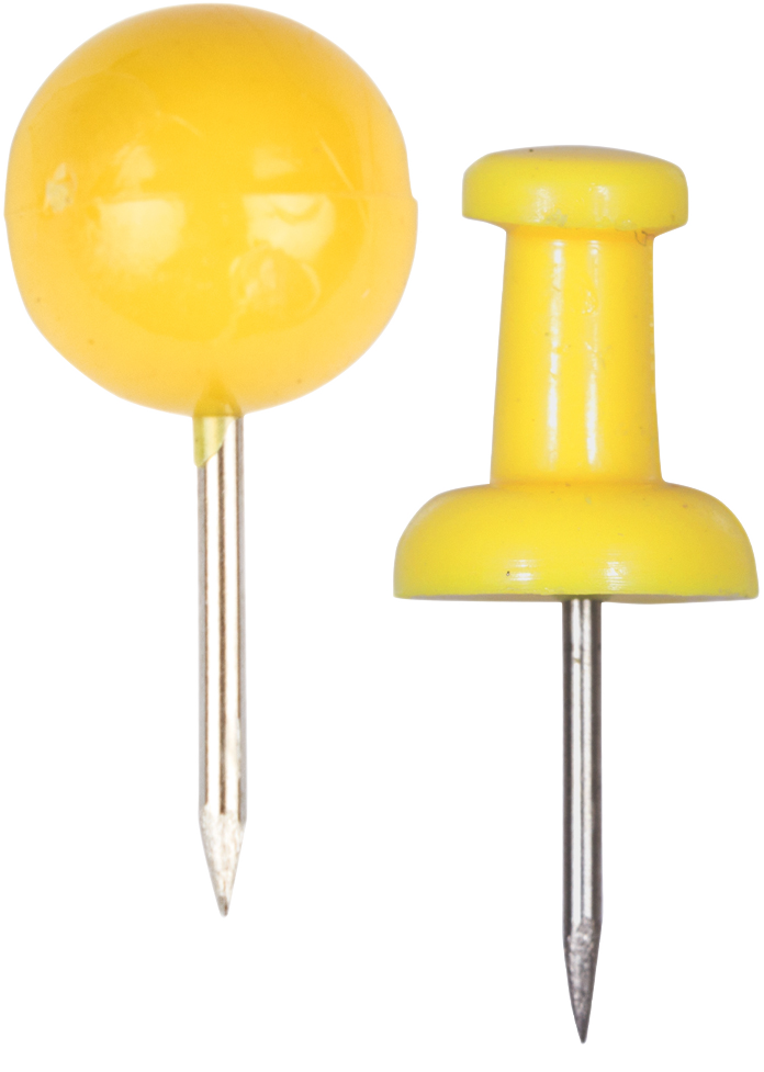 Yellow Round & Standard Pushpins - 2 Packs of 100