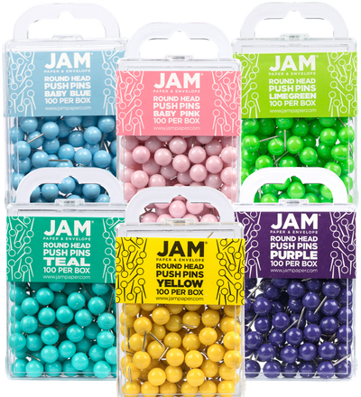 Fashion Assorted Round Pushpins - 6 Packs of 100