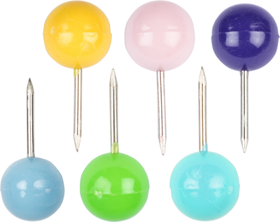 Fashion Assorted Round Pushpins - 6 Packs of 100
