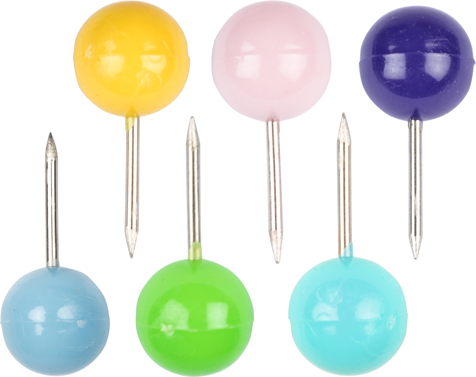 Fashion Assorted Round Pushpins - 6 Packs of 100