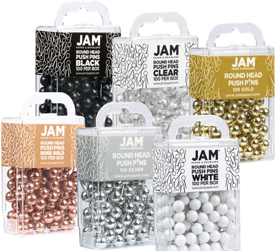 Business Assorted Round Pushpins - 6 Packs of 100