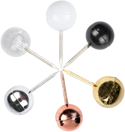 Business Assorted Round Pushpins - 6 Packs of 100