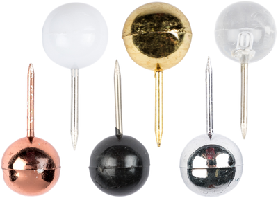 Business Assorted Round Pushpins - 6 Packs of 100