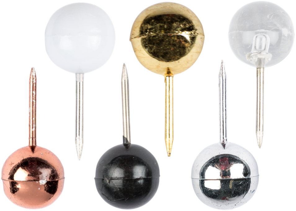 Business Assorted Round Pushpins - 6 Packs of 100