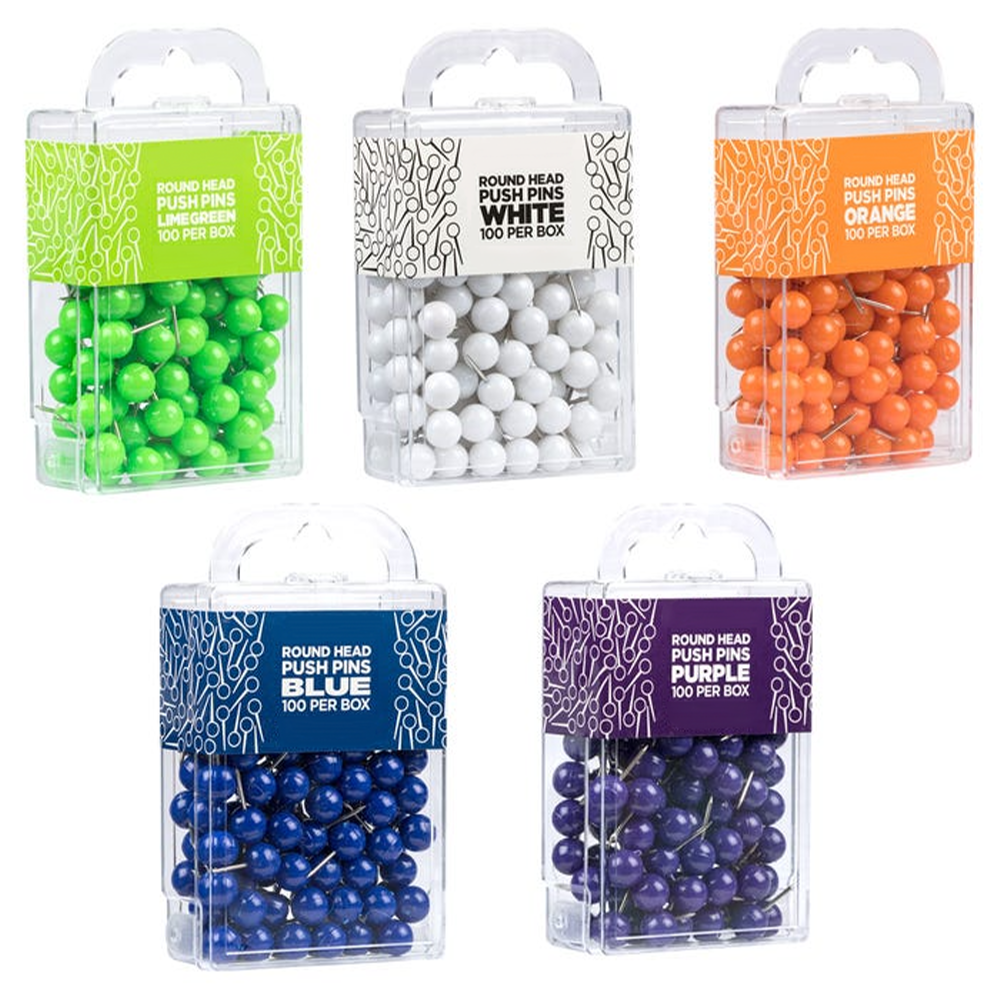Assorted Round Pushpins - 500 Pack