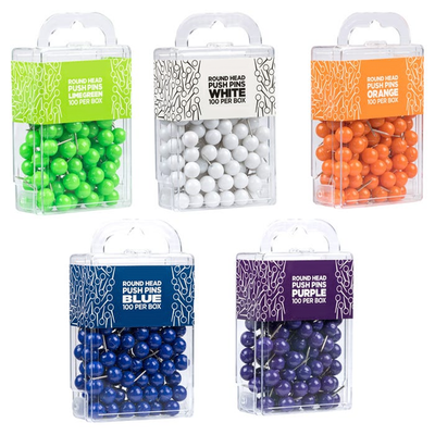 Assorted Round Pushpins - 500 Pack