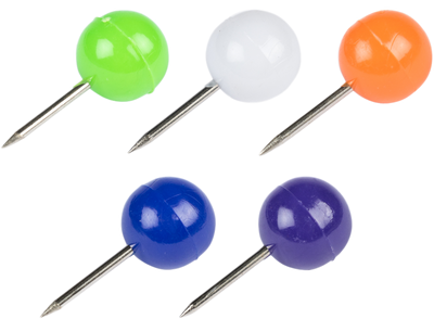 Assorted Round Pushpins - 500 Pack