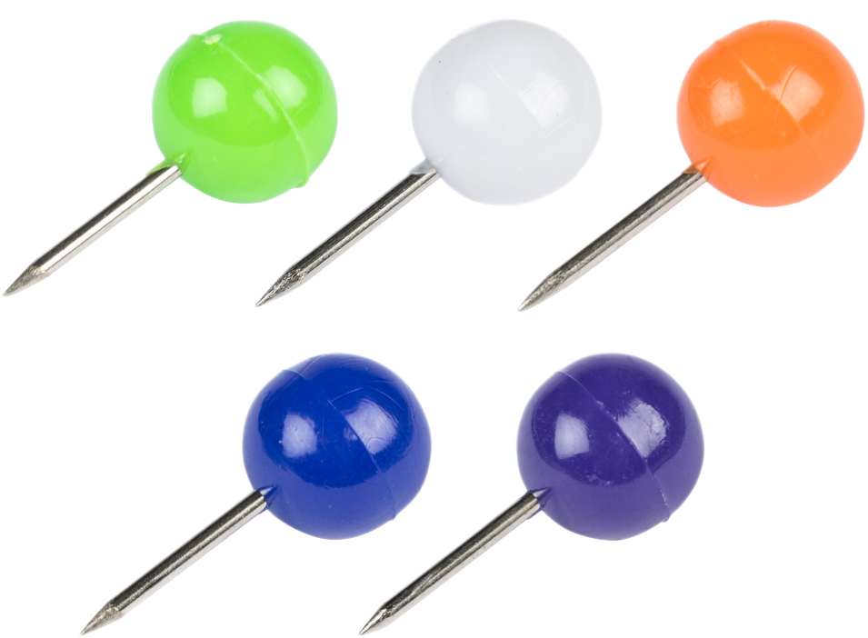 Assorted Round Pushpins - 500 Pack