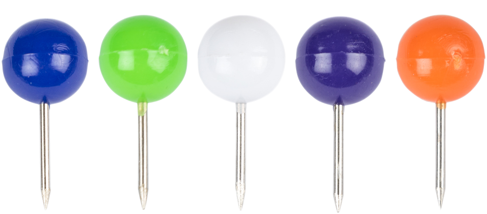 Assorted Round Pushpins - 500 Pack