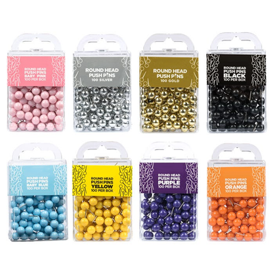 Premium Assorted Round Pushpins - 800 Pack