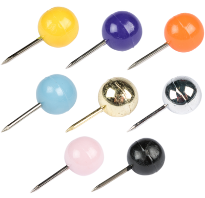 Premium Assorted Round Pushpins - 800 Pack