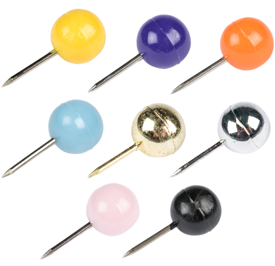 Premium Assorted Round Pushpins - 800 Pack