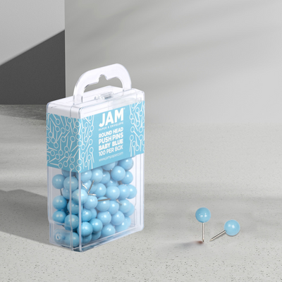 Baby Blue Round Pushpins - 100 Pack