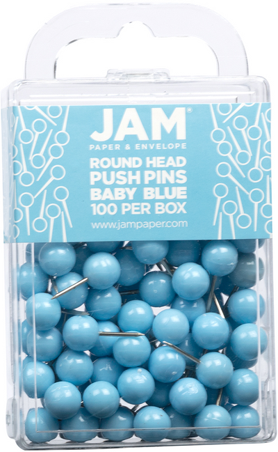 Baby Blue Round Pushpins - 100 Pack
